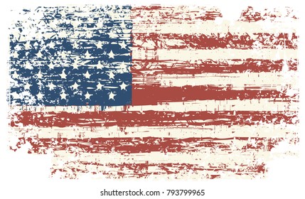 Vector grunge texture flag of United States America