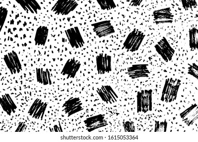 Vector grunge texture of hand-drawn strokes, dots and spots. Monochrome background of chaotic doodles drawn with a marker. Overlay template