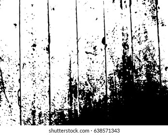Vector grunge texture shabby planks with cracked paint. For create vintage, aging pattern with noise, grain, small particles and lines. Dust overlay distress background. Urban design. Black and white