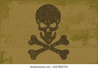 Vector grunge texture with skull silhouette