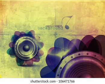 vector grunge texture with  speakers design element.