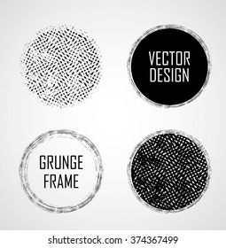 Vector grunge textures. Distressed shapes. Circle stamps collection