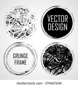 Vector grunge textures. Distressed shapes. Circle stamps collection