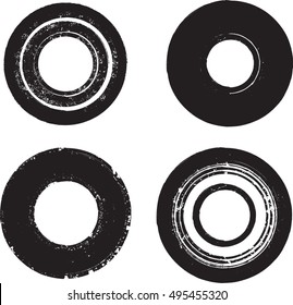 Vector grunge textures. Distressed shapes. Circle stamps collection