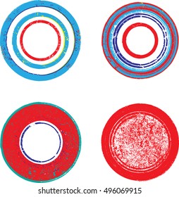 Vector grunge textures. Distressed shapes. Circle stamps collection