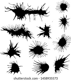 Vector Grunge Textures, Distressed,splatter Ink Spot ,Silhouette Art Brushes,ink stains,mascara blot