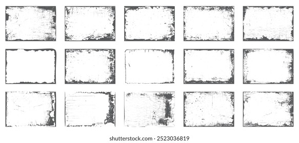 Vector grunge texturas aisladas sobre fondo blanco. Superponer textura grunge. Efecto angustiado. Diferentes texturas de pintura, grunge de fondo urbano, polvo, grano afligido, sello de superposición, rayado	
