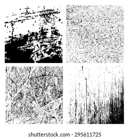 Vector grunge textures set - abstract black and white backgrounds.