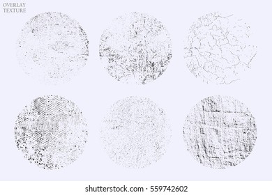 Vector grunge textures.Distress round overlay textures.