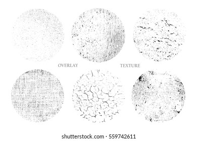 Vector grunge textures.Distress round overlay textures.