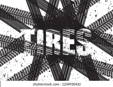 Vector Grunge Tire Tracks.Tire tracks background.