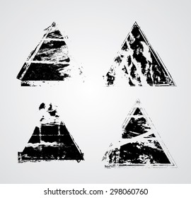 Vector Grunge Triangle Collection . Distressed Geometric Shapes . 