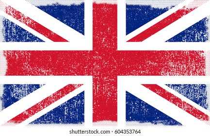 Vector grunge UK flag.Old flag of the United Kingdom.