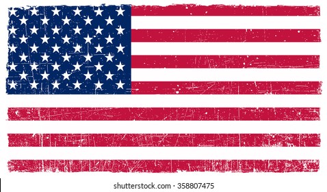 Vetor grunge bandeira dos EUA. Bandeira americana com textura grunge.