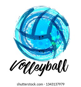 Voleibol vectorial Grunge ( T-pantalones, afiche, cartel, diseño de fondo ) - Vector