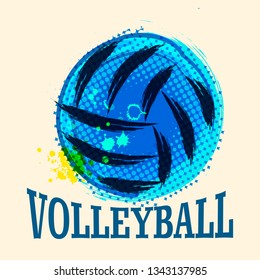 Vector Grunge Volleyball ( T-shirt, Poster, Banner, backdrops design ) - Vector