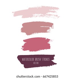 Vector grunge watercolor ink texture set of hand painted pastel powder color abstract dry brush splashes, strokes, stains, spots, elements, template, dirty geometric shapes. Freehand drawing, isolated