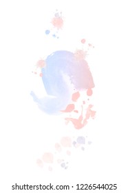 Vector grunge watercolor texture of hand painted pastel color. Brush splashes, strokes, stains, elements. Freehand drawing