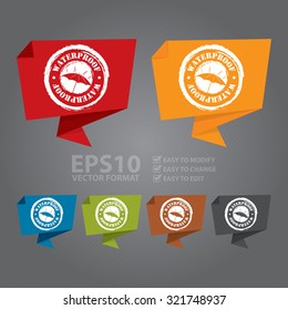 Vector : Grunge Waterproof Paper Origami Speech Bubble or Speech Balloon Infographics Sticker, Label, Sign or Icon