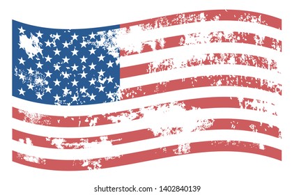 Vector grunge waving american flag icon Vector illustration EPS10 