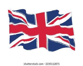 Vector grunge wavy flag of United Kingdom.