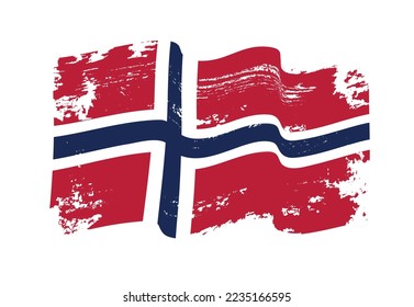 Vektor grunge wellige norwegische Flagge.
