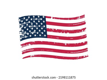 Vector Grunge Wavy USA Flag.