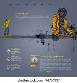 Vector grunge website template with people