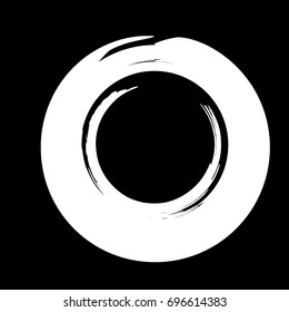 Vector Grunge White Circle Brush Stroke Background. Distress Frame, Logo, Banner, Wallpaper. Dirty Artistic Design Elements. Creative Design Elements.
