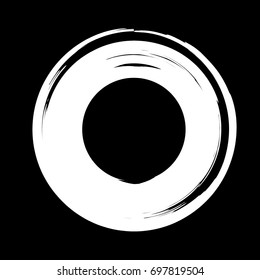 Vector Grunge White Circle Brush Stroke Background. Distress Frame, Logo, Banner, Wallpaper. Dirty Artistic Design Elements. Creative Design Elements.