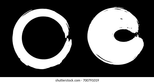 Vector Grunge White Circle Brush Stroke Background. Distress Frame, Logo, Banner, Wallpaper. Dirty Artistic Design Elements. Creative Design Elements.