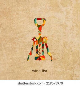 Vector grunge Wine list design. Wine shop logo. 