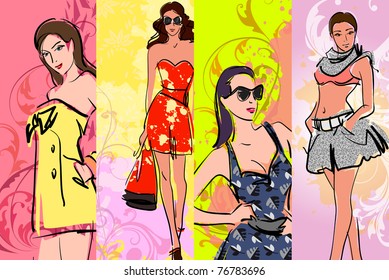 Vector grunge woman background