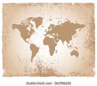 Vector grunge world map.Vintage world map.