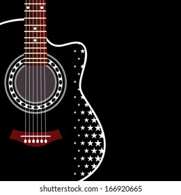 Vector grungy background with black acoustic guitar
