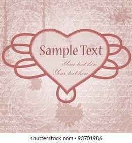 Vector grungy background with heart frame