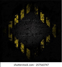 vector grungy background texture of old wall with diamond design with black and yellow lines warning of danger