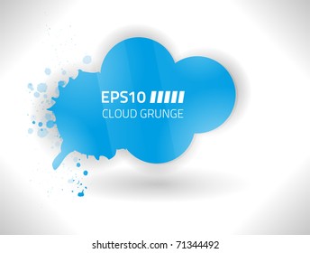 Vector grungy blue cloud against white background
