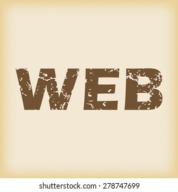 Vector grungy brown icon with text WEB, on beige background