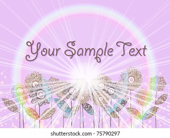 vector grungy frame with doodle flowers