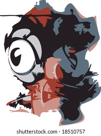 A vector grungy graffiti style eyeball