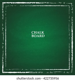 Vector grungy green glass school chalkboard background with chalk frames