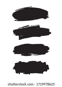Vector grungy paint brush strokes collection. Calligraphy straight smears, stamp, lines. Hand drawn ink illustration isolated on white background. Set of Hand Drawn Grunge Brush Smears.