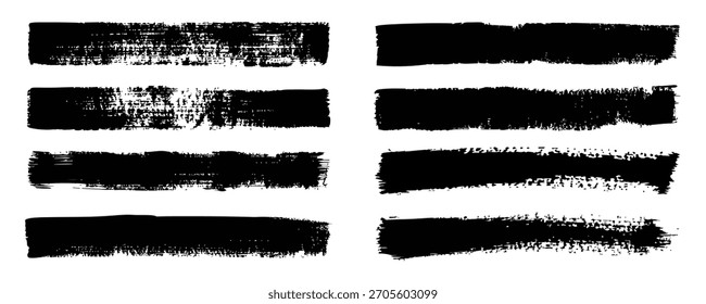 Pincel de Vector grungy colección de trazos. Caligrafía, frotis rectos, sello, líneas.