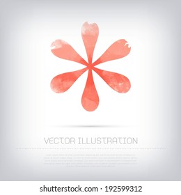 Vector grungy red watercolor asterisk icon