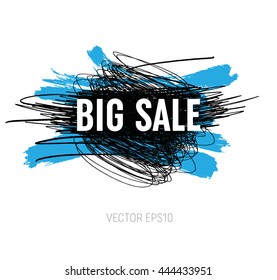 Vector grungy scribble banner - Big sale - with paint brush strokes