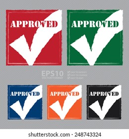 Vector : Grungy Square Approved Sticker, Icon or Label