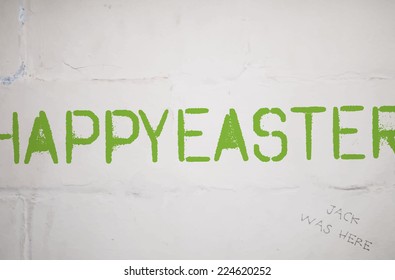 Vector grungy stencil greeting card design - Happy Easter
