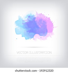 Vector grungy textured blue and purple watercolor blot background