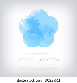 Vector grungy textured blue watercolor flower icon